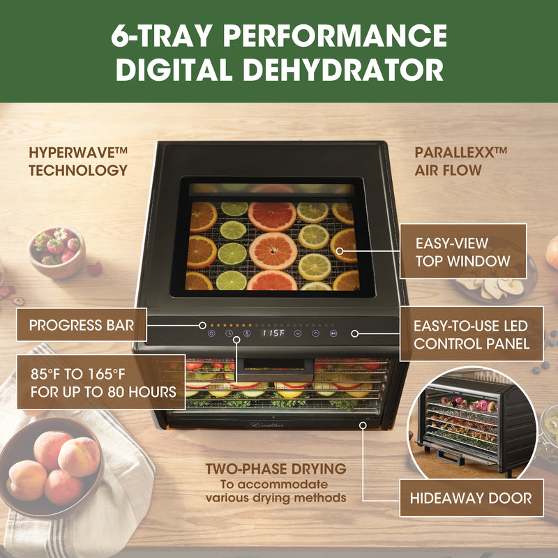 Excalibur 6 Tray Performance Digital Dehydrator, in Stainless Steel