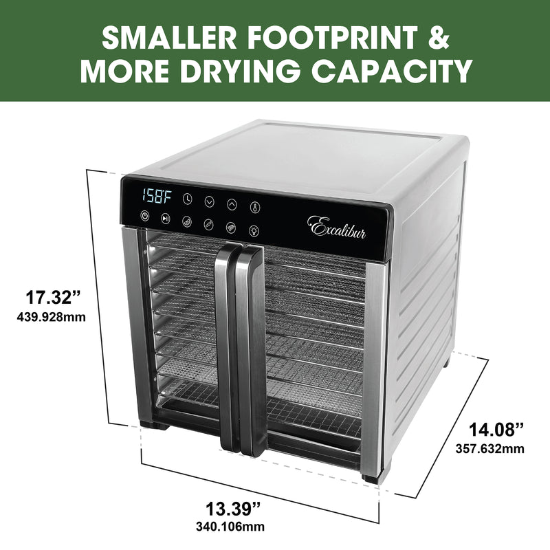 Excalibur 8 Tray Select Digital Dehydrator, in Stainless Steel