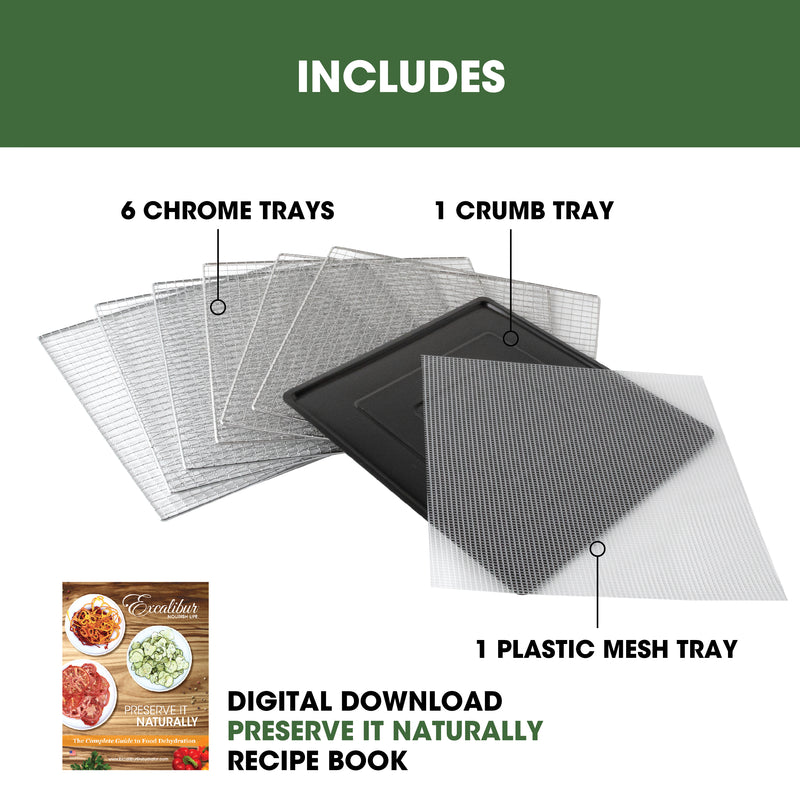 Excalibur 6 Tray Select Digital Dehydrator, in Stainless Steel