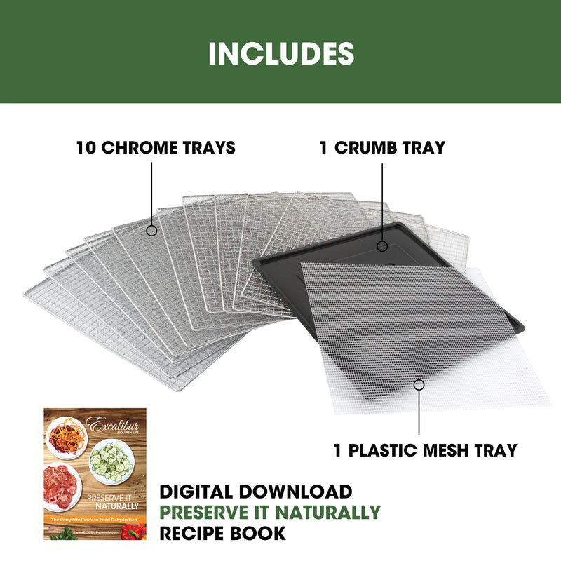Excalibur 10 Tray Select Digital Dehydrator, in Stainless Steel
