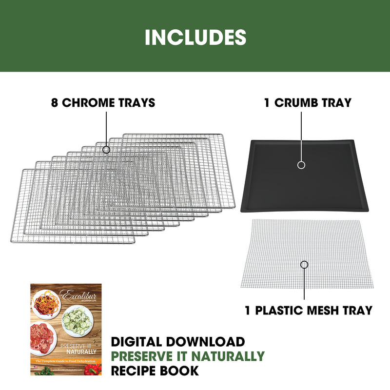 Excalibur 8 Tray Select Digital Dehydrator, in Stainless Steel