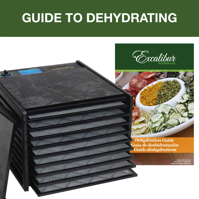 Excalibur 9 Tray Manual Food Dehydrator with Adjustable Thermostat, 15 Sq Ft Capacity, in Black